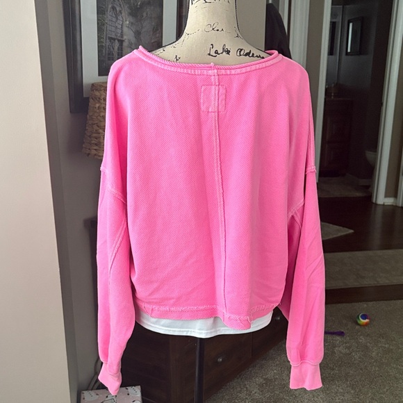 Aerie Bright Pink Cropped Sweatshirt. Size XL - Picture 3 of 3